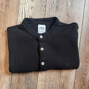 Zara Men's Black Casual Button-Down Shirt Short sleeve